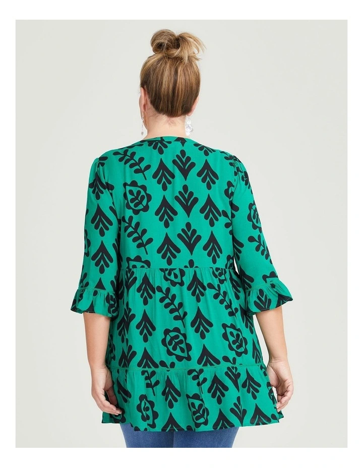 Natural Graphic Print Tunic in Parakeet Green/Navy