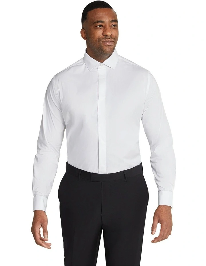 Tuxedo Stretch Dress Shirt in White