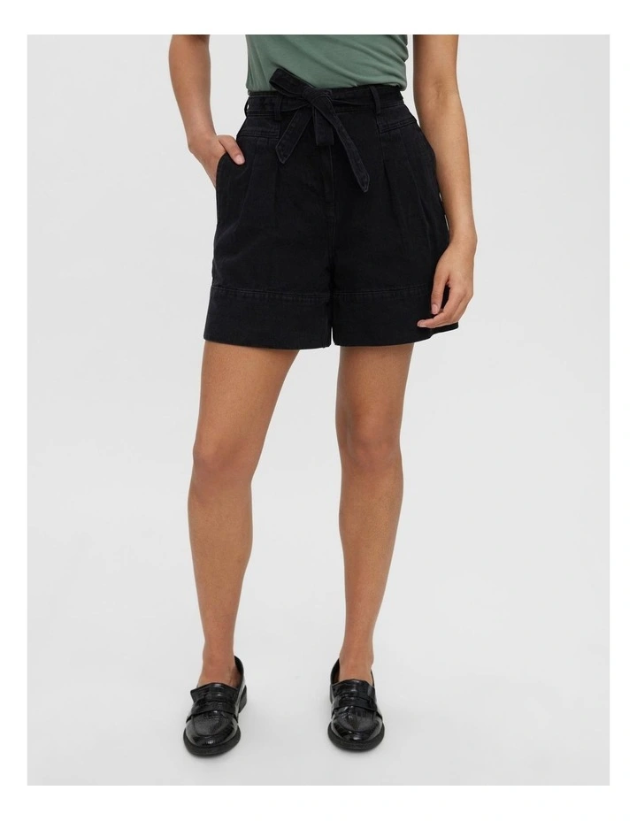 Filukka Cotton Denim Shorts in Black