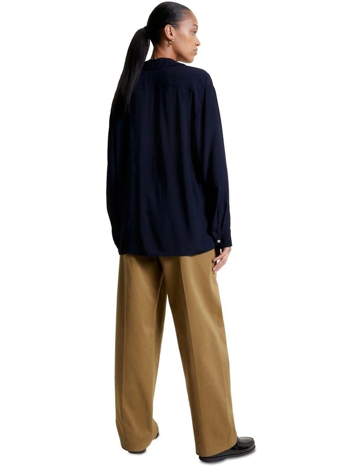 Relaxed Crepe Shirt in Blue