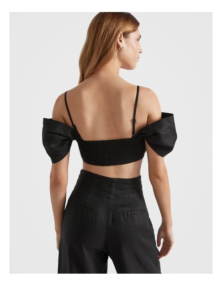 Twist Front Crop in Black