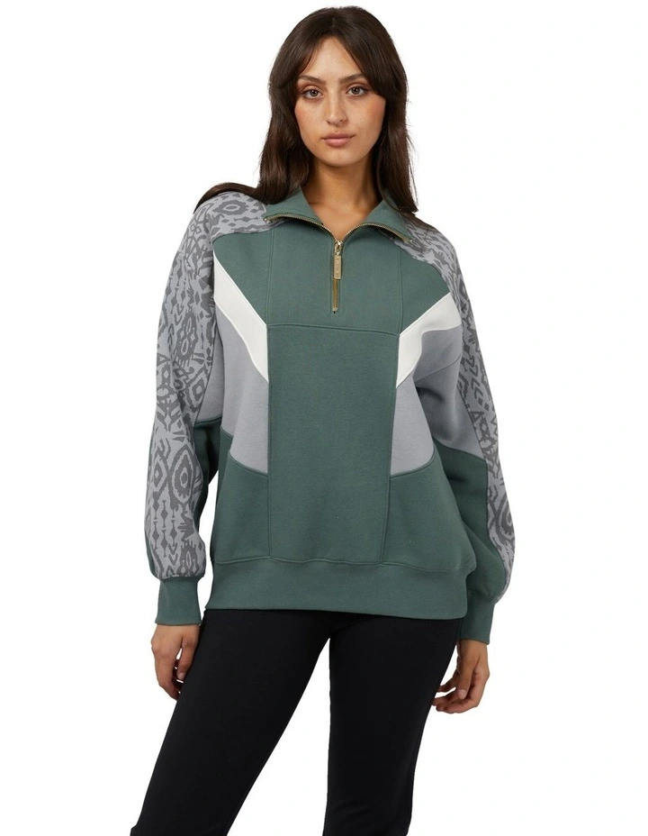 National Quarter Zip Top in Green