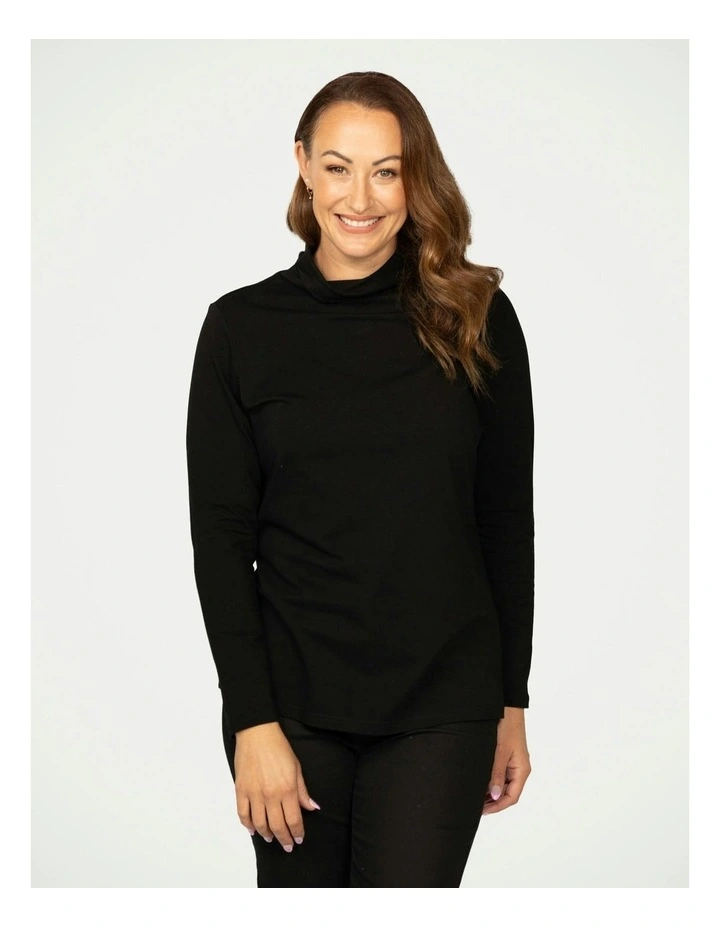 Warm Up High Neck Skivvy in Black
