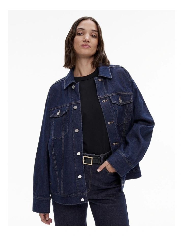 Oversized Denim Jacket in Indigo Blue