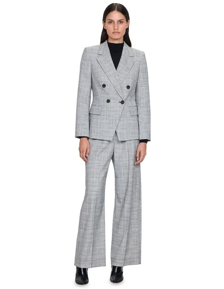 Stretch Check Blazer in Black/White