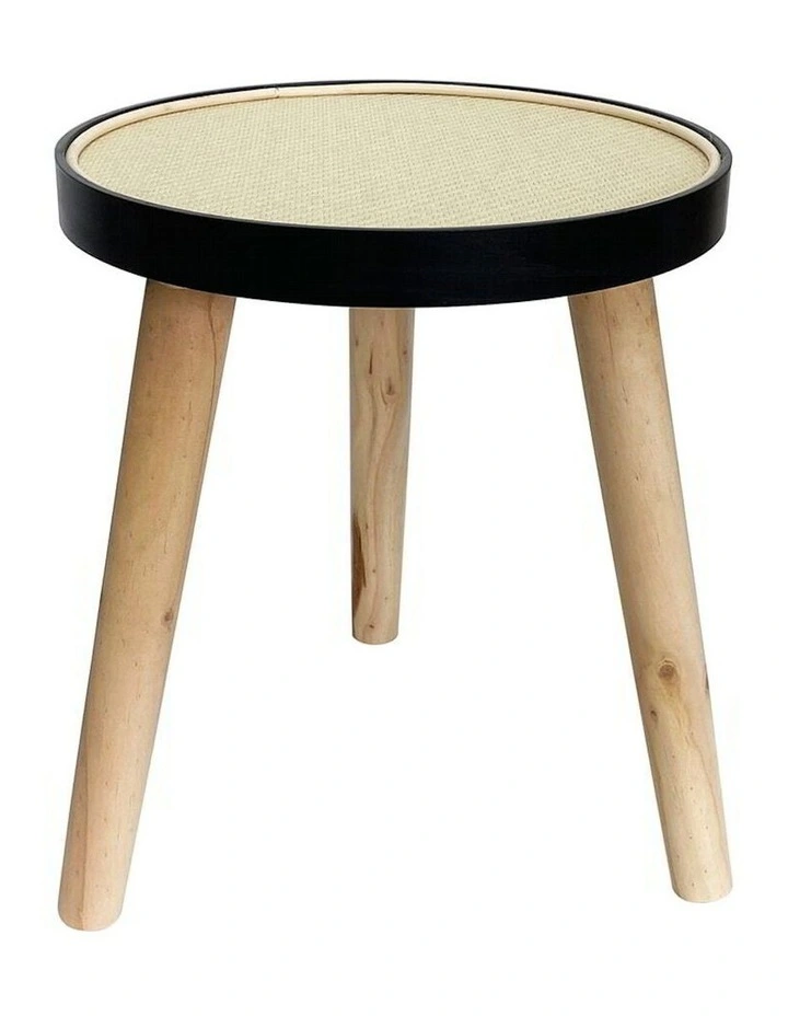Round Wooden 3-Legged Side Table With Protective Edges in Multi