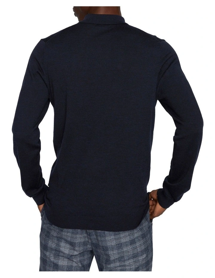 Klint Long Sleeve Polo in Blue