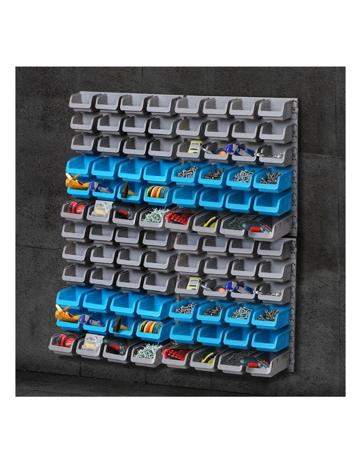 96 Storage Bin Rack in Grey/Blue