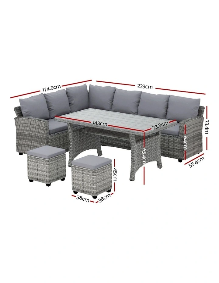 Dining 9-Seater Set in Grey