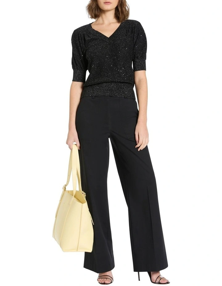 Bianca Shimmer Knit Top in Black Sparkle