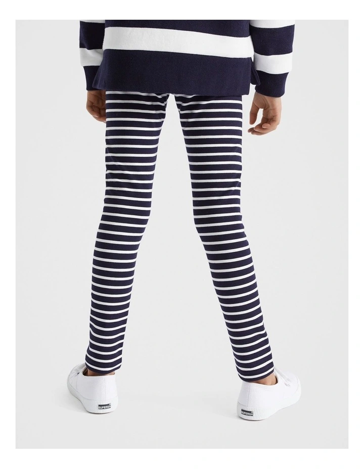 Core Stripe Legging in Midnight Blue