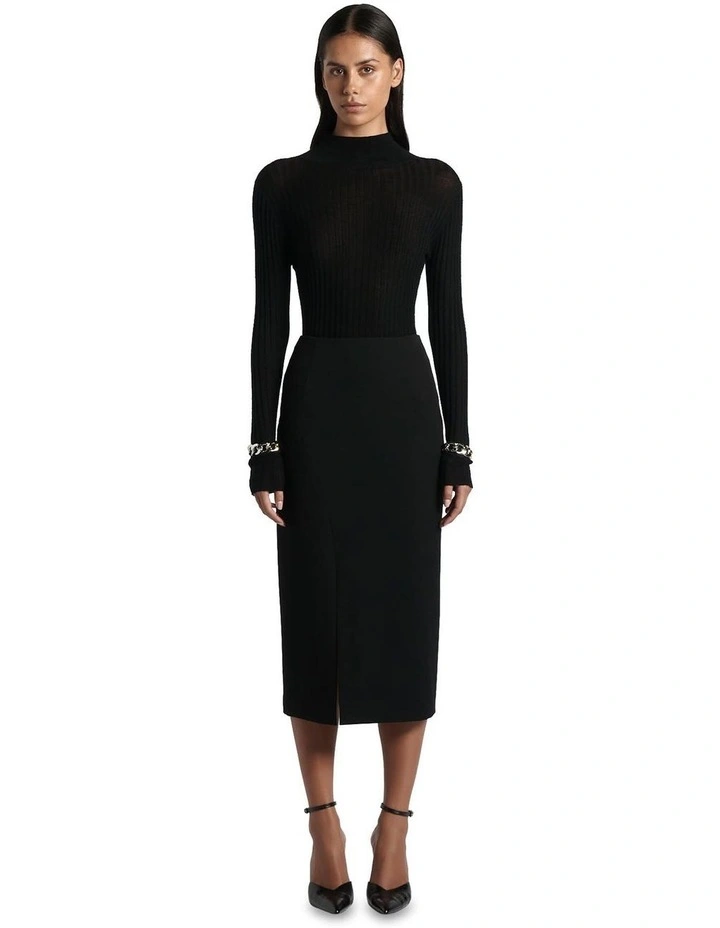Eco Twill Pencil Skirt in Black