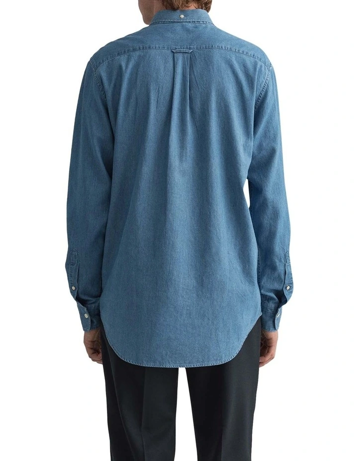 Indigo Long Sleeve Broadcloth Shirt