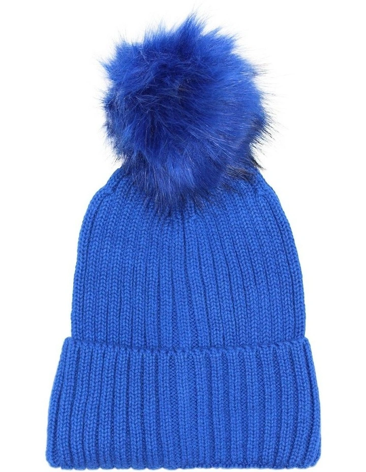 Valentine Wool Blend Beanie in Cobalt