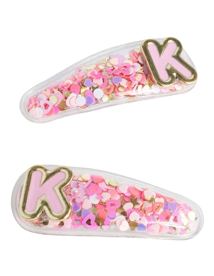 Initial "K" Confetti Snap Clips in Multi
