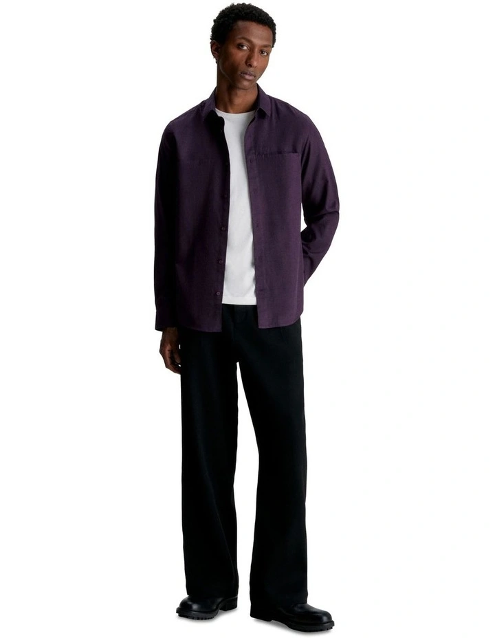Flannel Solid Long Sleeve Shirt in Purple