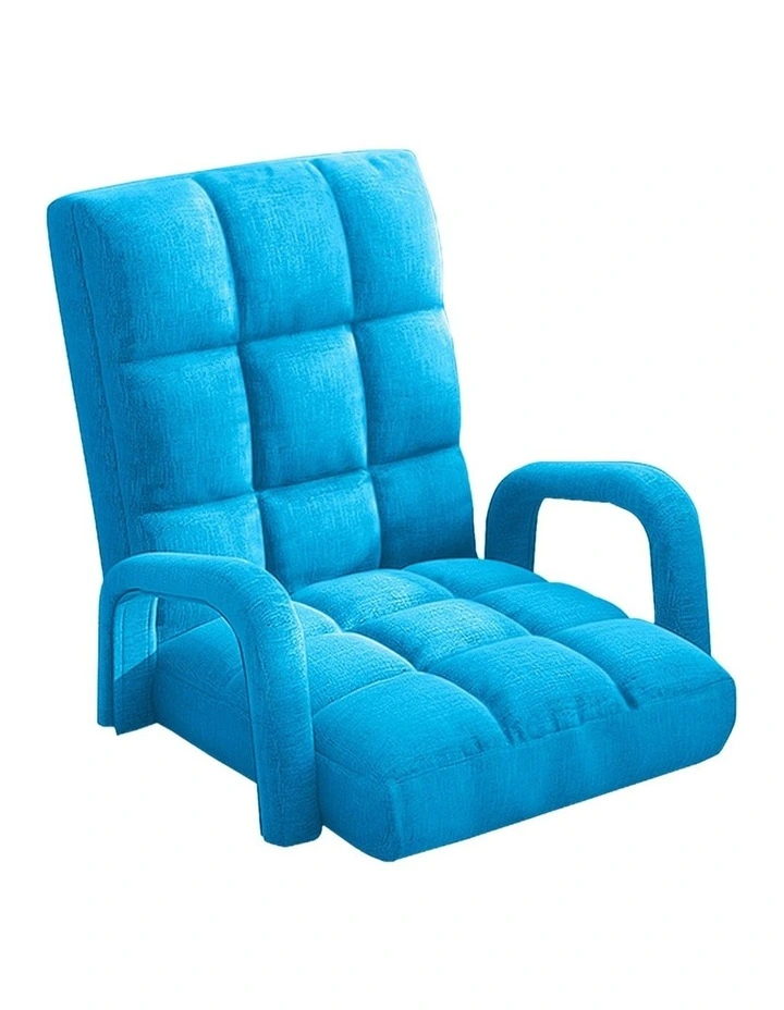 Foldable Adjustable Lounge Chair with Armrest in Blue