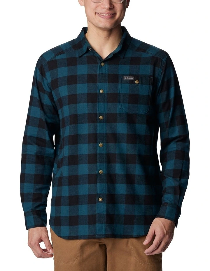 Cornell Woods Flannel Long Sleeve Shirt in Night Wave Buffalo
