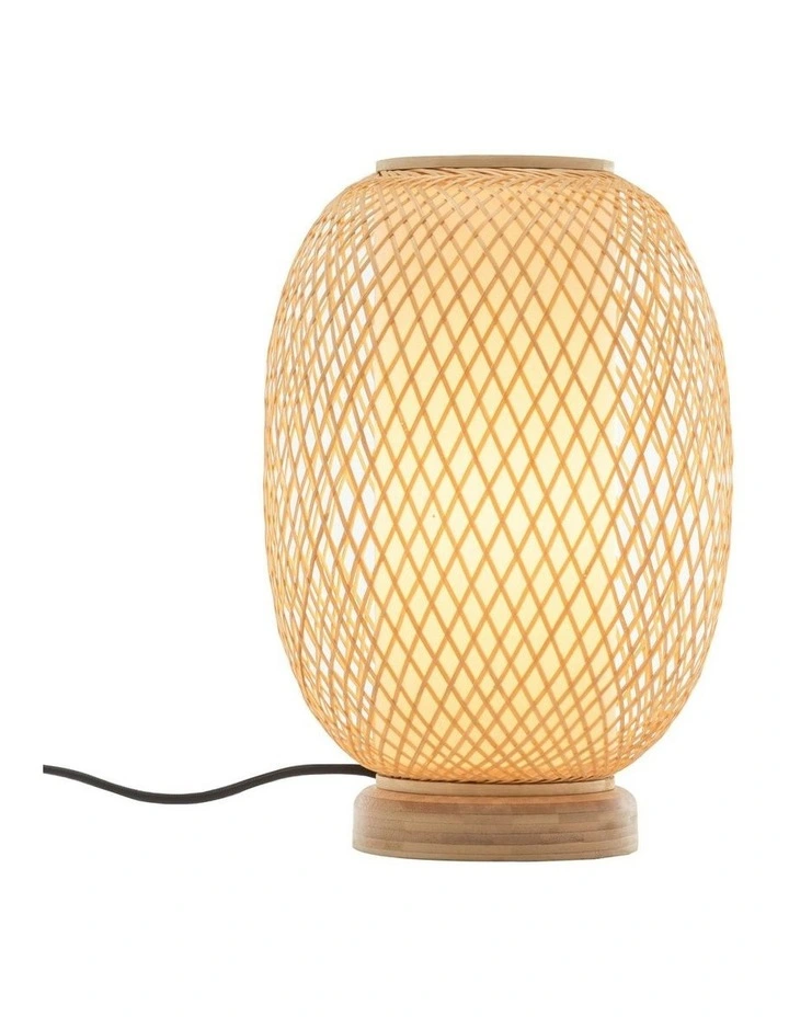 Woven Bamboo Oval Table Lamp in Natural