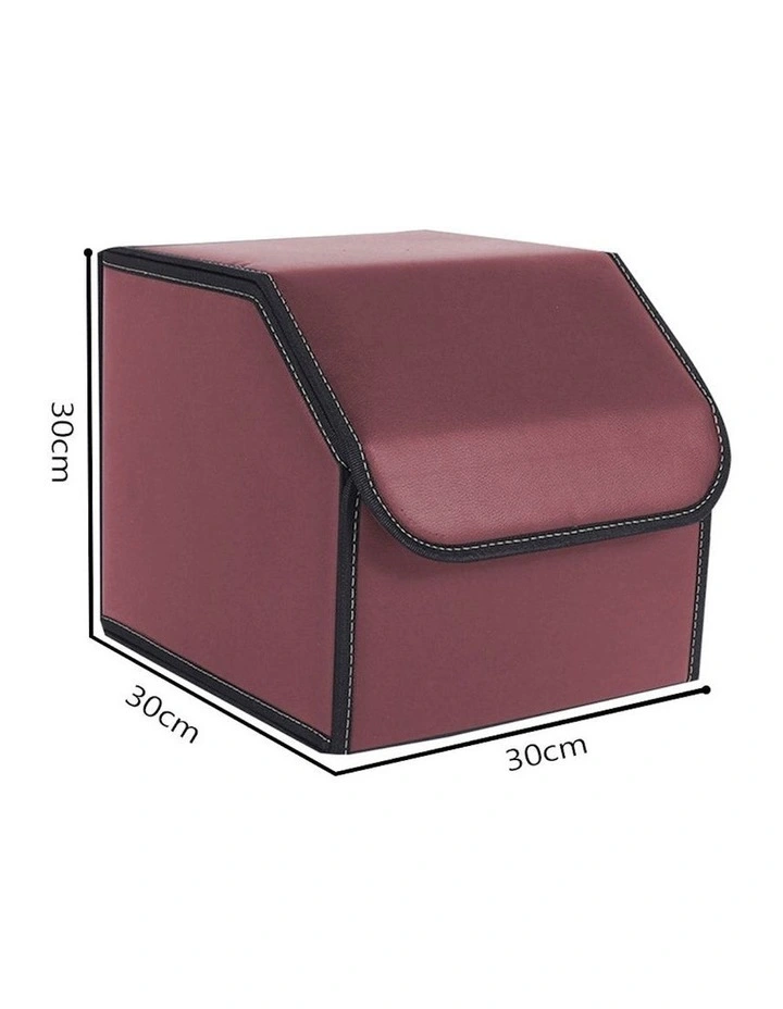 Leather Car Boot Storage Box Small in Red