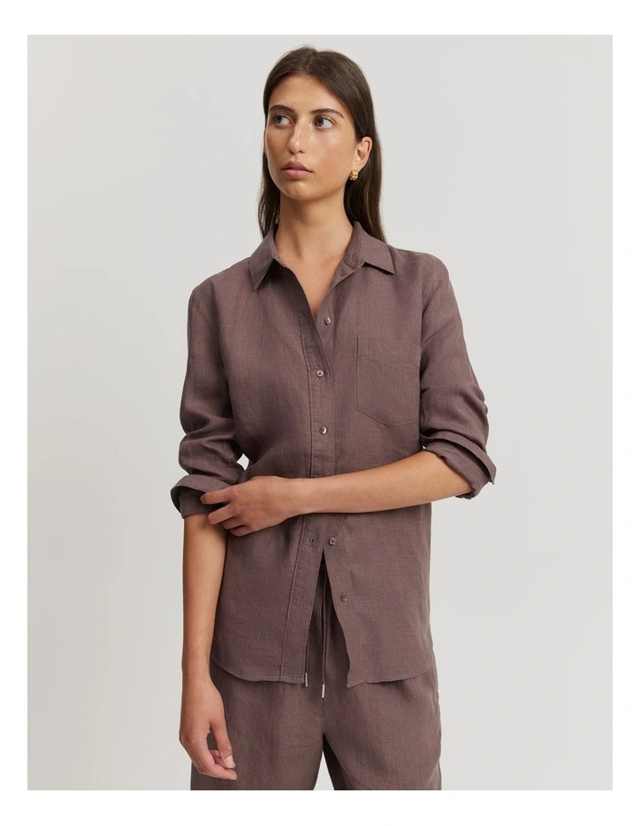 Organically Grown Linen Shirt in Truffle