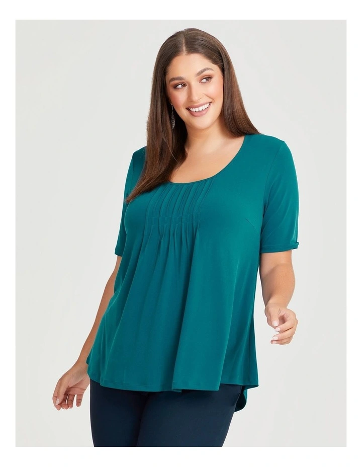 Pintuck Detail Top in Teal