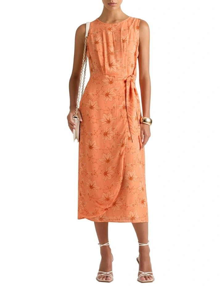 Zane Midi Dress in Salmon Multi