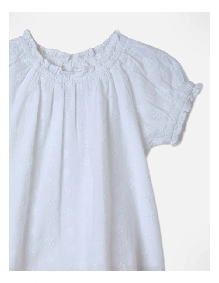 Broderie Top And Short Set in White