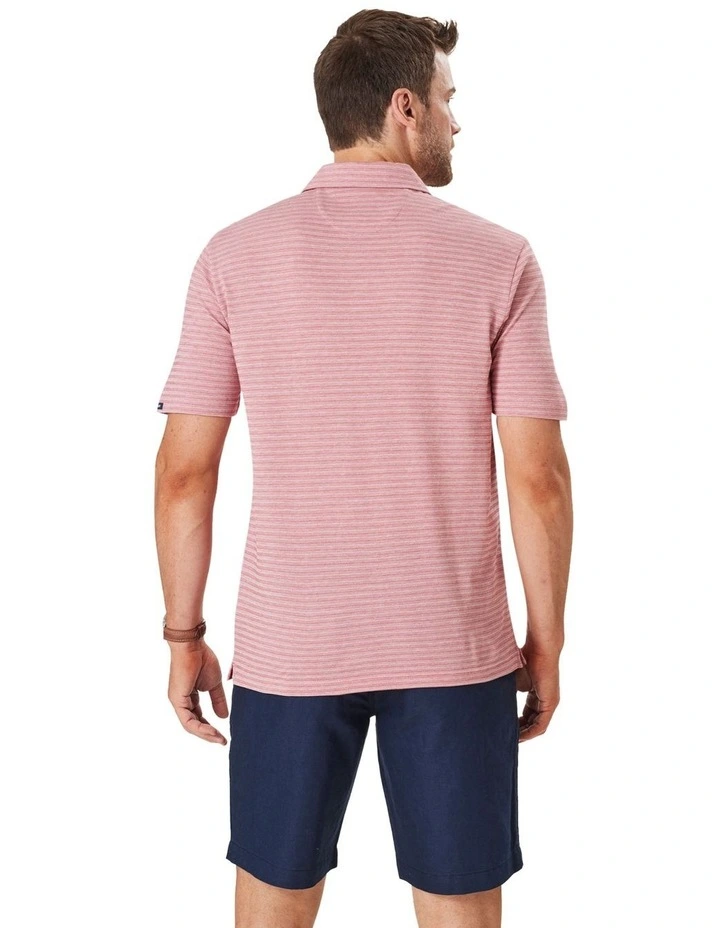 Smart Stripe Polo Shirt in Red