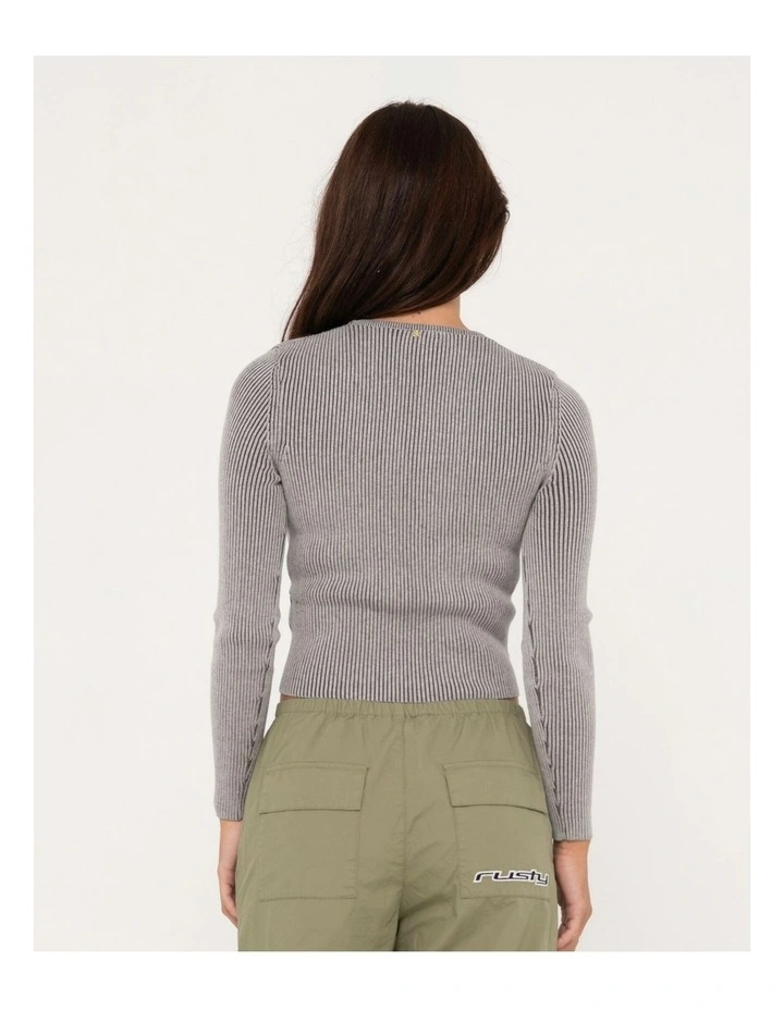Solace Long Sleeve Knitted Top in Grey