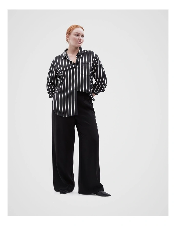 Relaxed Stripe Shirt in Black Ecru