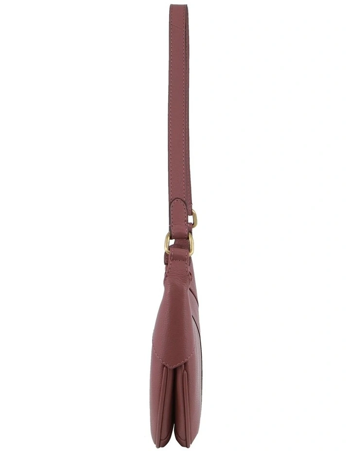 Leather Crescent Shoulder Bag in Rose