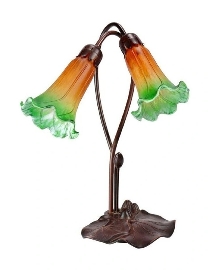 Twin Lily Lamp Amber Green