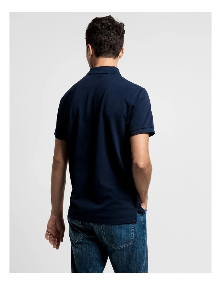 Solid Pique Rugger Polo in Navy