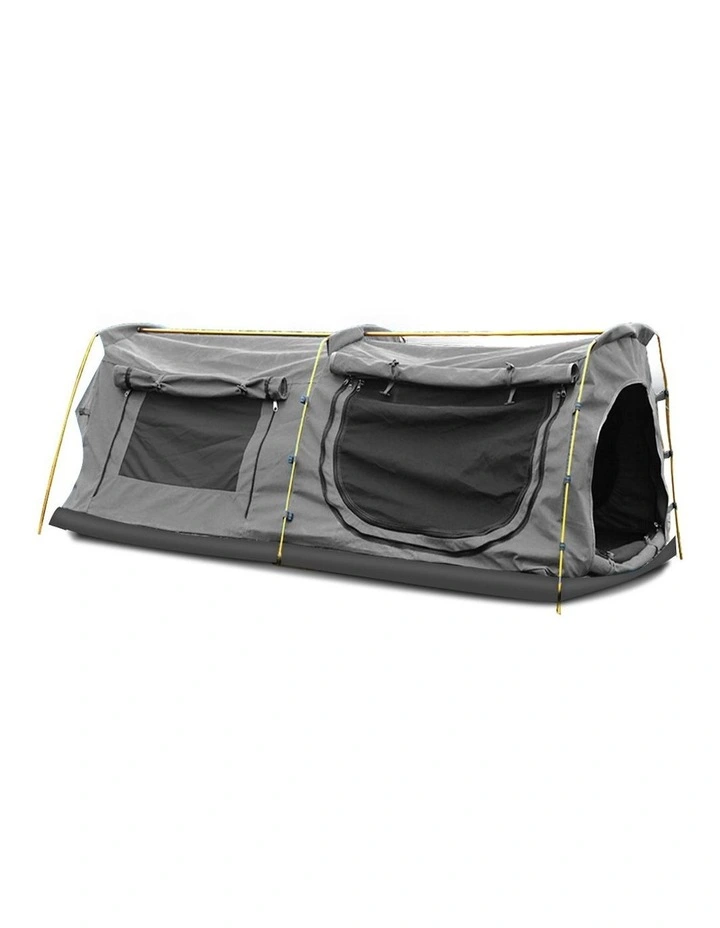 King Single Canvas Camping Swag in Blue