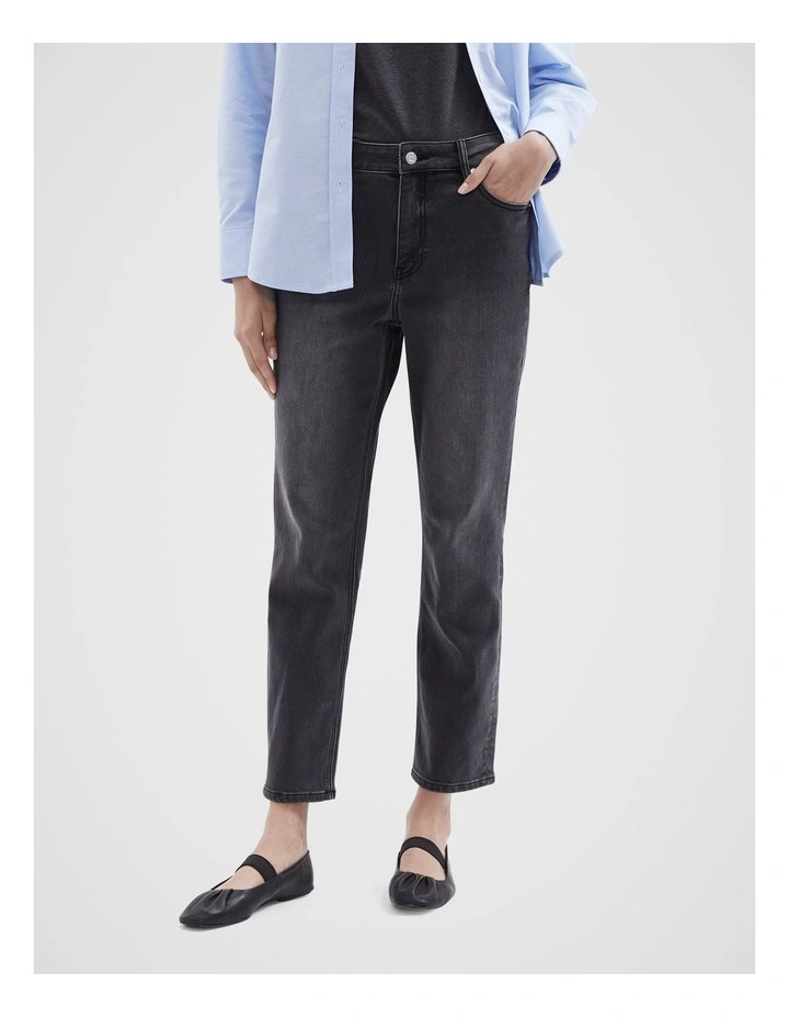 Slim Fit Cropped Jean in Washed Black