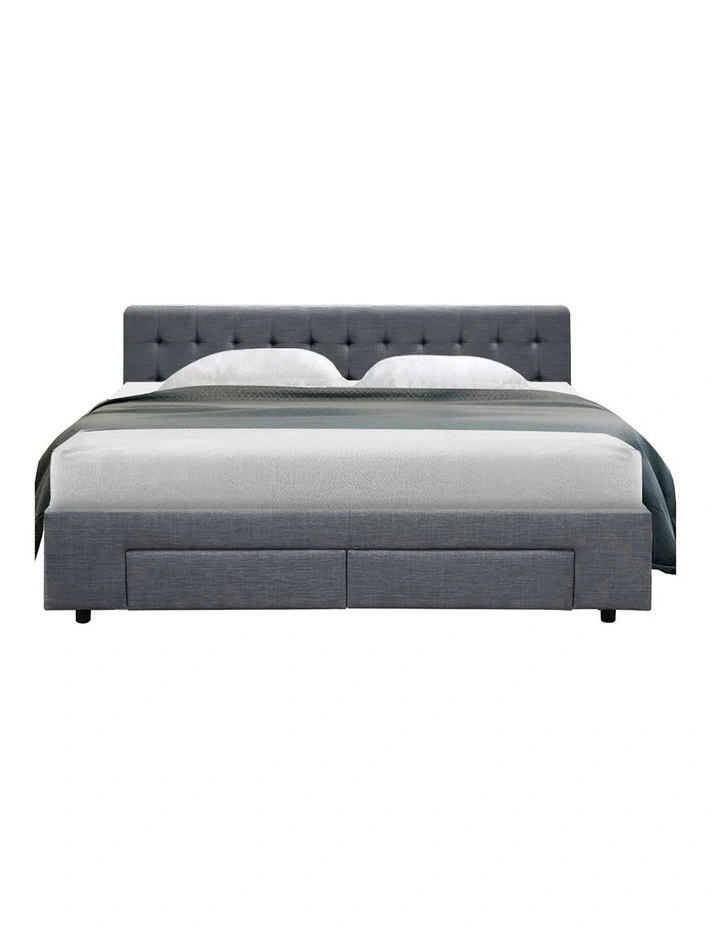 4 Storage Drawers Bed Frame King in Grey