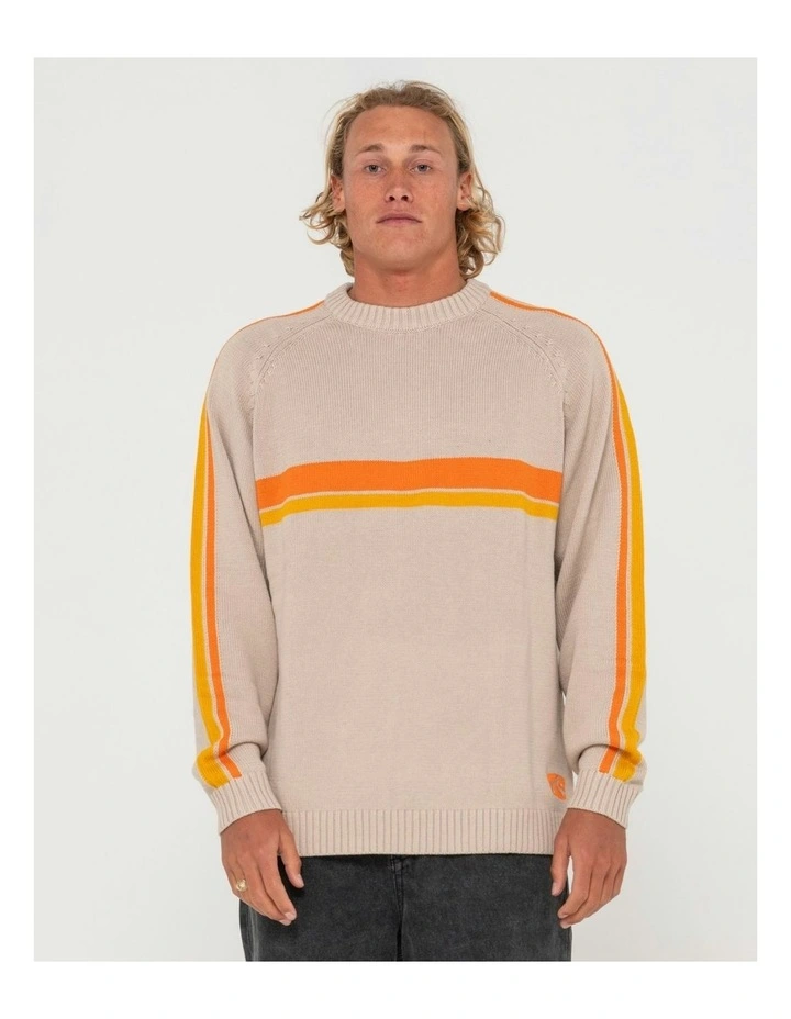 White Lines Knit Sweater in Natural