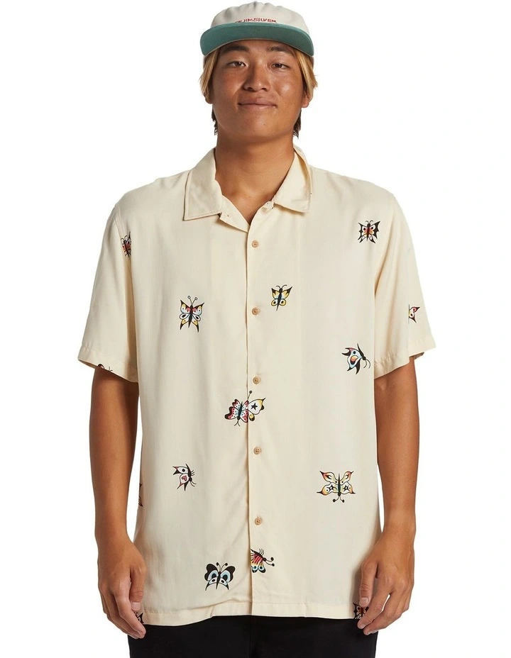 Pool Party Casual Short Sleeve Shirt in Oyster White