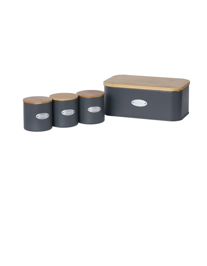 Sherwood Home Bread Box and Canister Set in Dark Grey