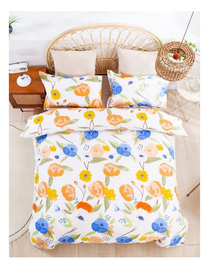Lily Pure Cotton Quilt Cover Set in Orange