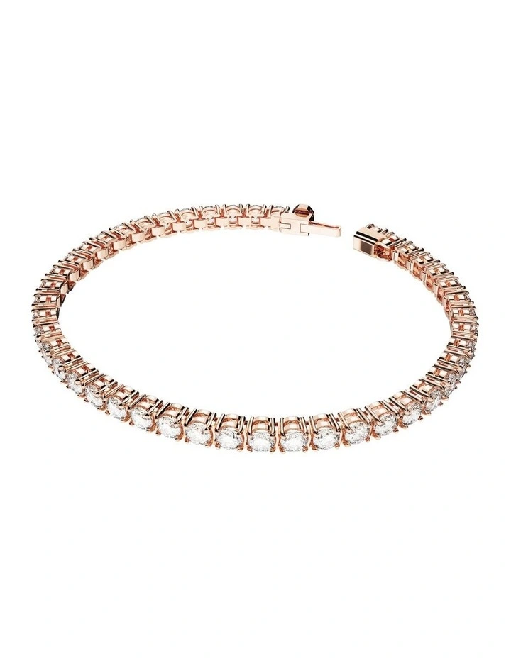 Matrix Tennis Bracelet Round Cut Small Rose Gold-Tone Plated in White