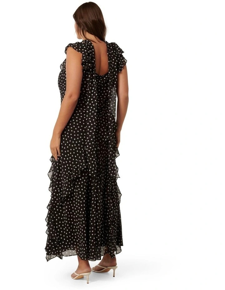 Penny Ruffle Midi Dress in Black
