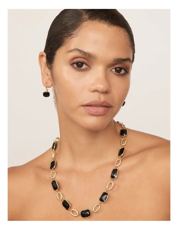 Square Link Necklace in Black