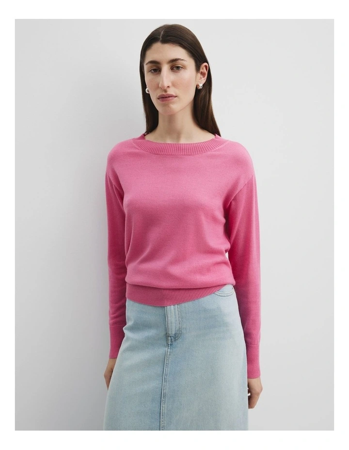 Verified Australian Merino Wool Crew Neck in Pink Punch