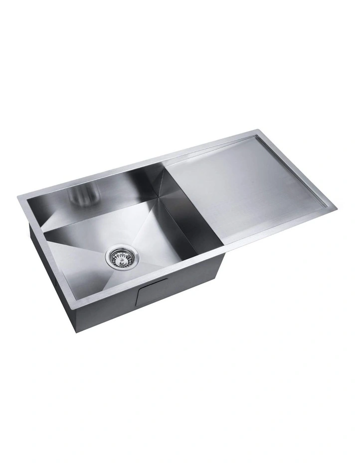 Kitchen Sink Stainless Steel Basin Single Bowl Laundry 96X45cm in Silver