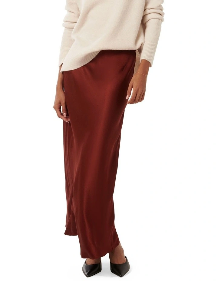 Prue Satin Bias Midaxi Skirt in Red