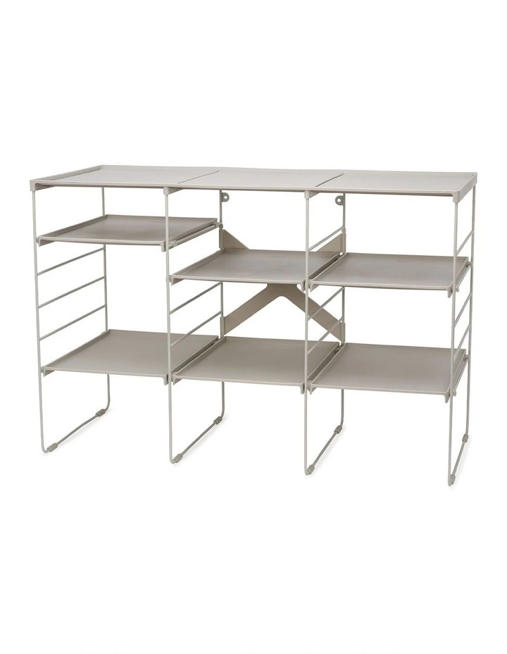 Level Plus Adjustable Triple Shoe Rack in Ecru