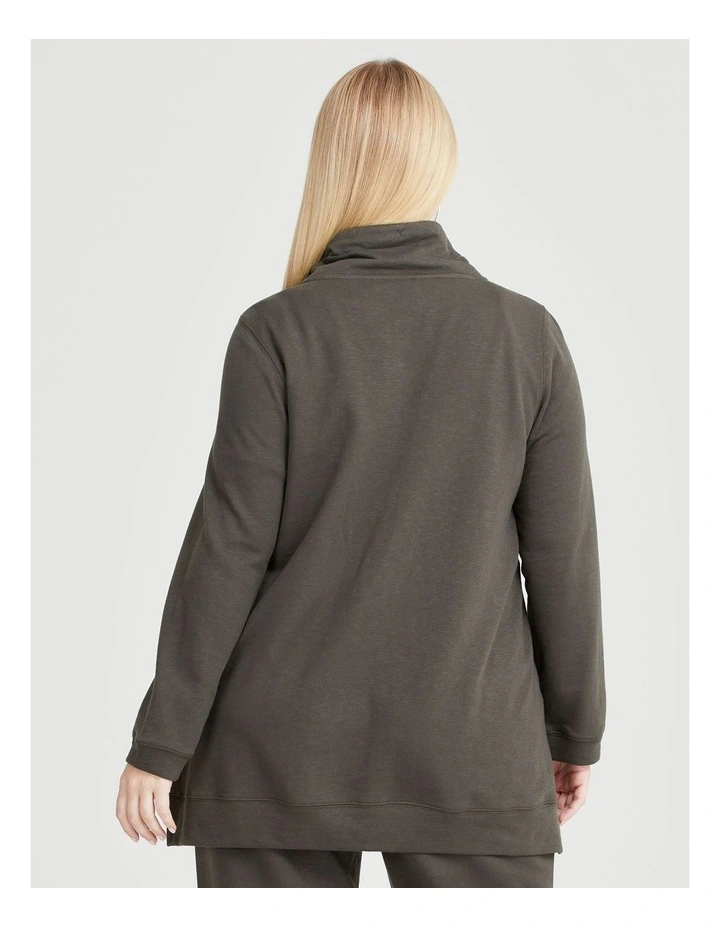 Funnel Neck Active Tunic in Khaki