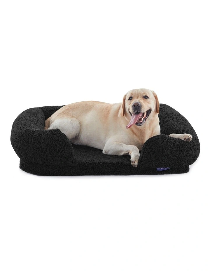 Teddy Fleece Orthopedic Memory Foam Sofa Dog Bed in Charcoal